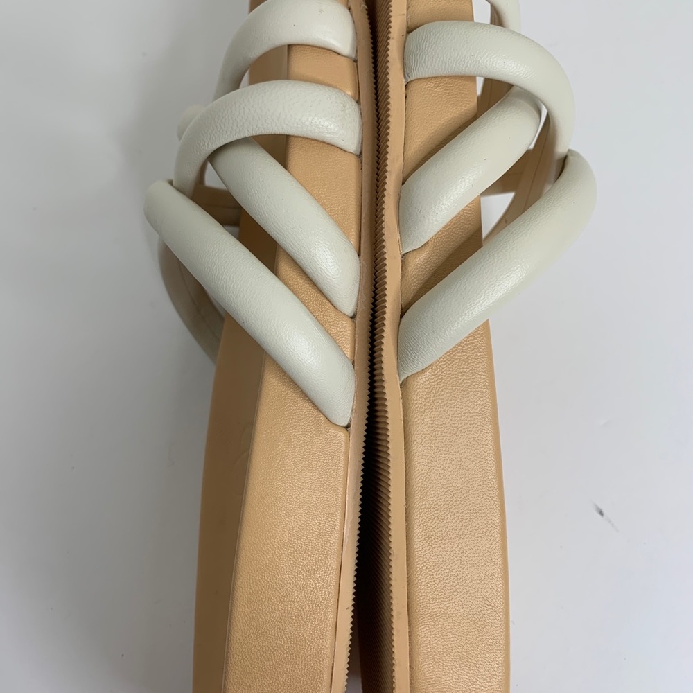 J Crew Pacific Fresh Cream Cushy Slip On Sandals Strappy Size 8.5 Women’s - Picture 7 of 11